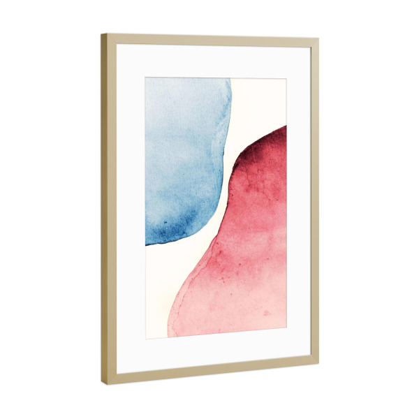 Poster mit Rahmen Gold "Rot und Blau" artboxONE - Abstrakt