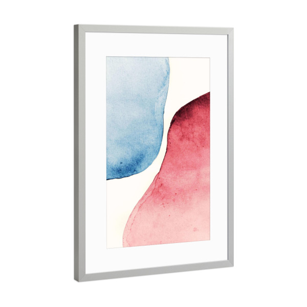 Poster mit Rahmen Silber "Rot und Blau" artboxONE - Abstrakt