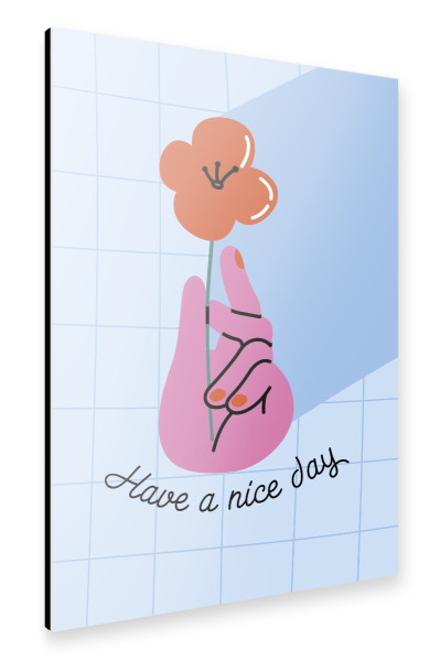 Alu-Dibond "Leuchtende Blume und eine Hand" 75x50 cm artboxONE