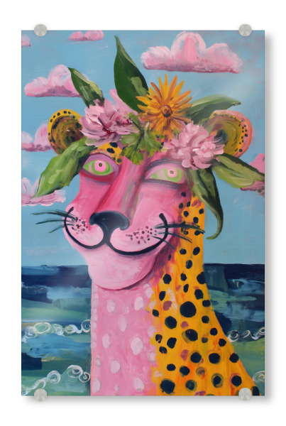 Acrylglasbild "Leoparden Träume am Meer" artboxONE - Floral,Tiere,Abstrakt