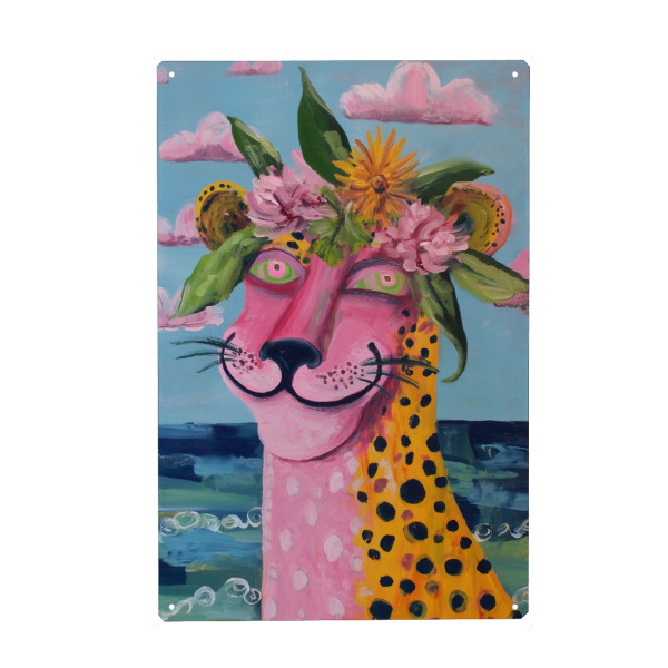 Metall Poster "Leoparden Träume am Meer" artboxONE - Floral,Tiere,Abstrakt