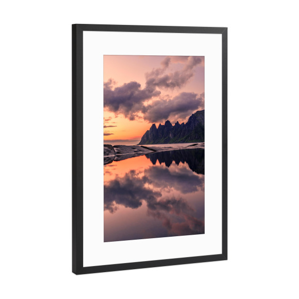 Poster mit Rahmen Schwarz (Metallic) "Teufelszähne Senja" artboxONE - Natur,Reise,Reise / Länder,Buchstaben / S