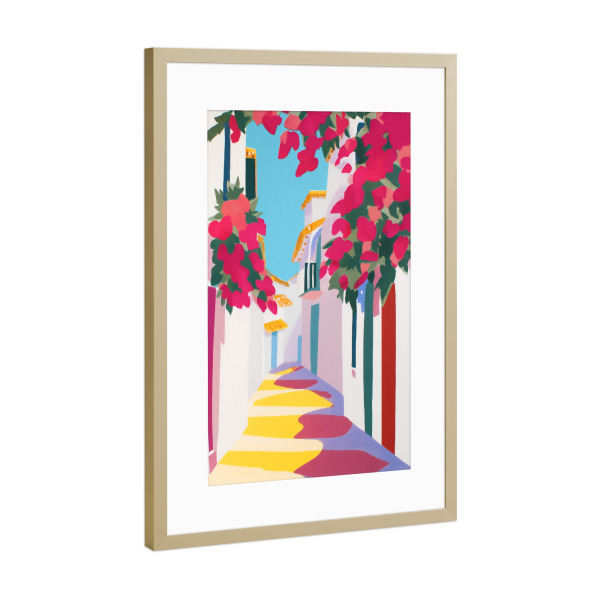 Poster mit Rahmen Gold "Südliche Idylle voller Blüten" artboxONE - Natur,Floral,Reise / Strand und Meer