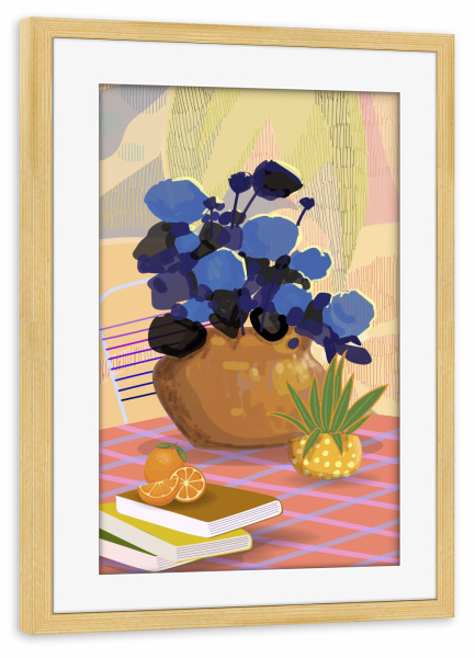 Poster mit Rahmen kiefer "Buntes Tischarrangement" artboxONE - Floral,Abstrakt