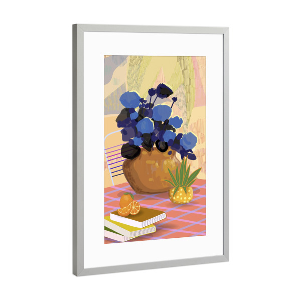 Poster mit Rahmen Silber "Buntes Tischarrangement" artboxONE - Floral,Abstrakt