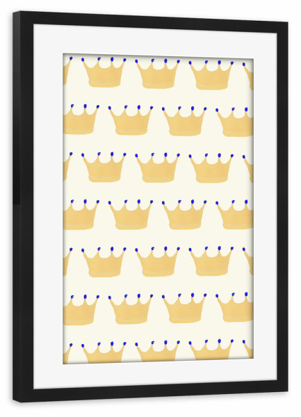 Poster mit Rahmen schwarz "Prinzessinen und Prinzen" artboxONE - Abstrakt - Krone,Prinzessin,Beige,Pastell,Kids,Kinder,Märchen,Handillustriert