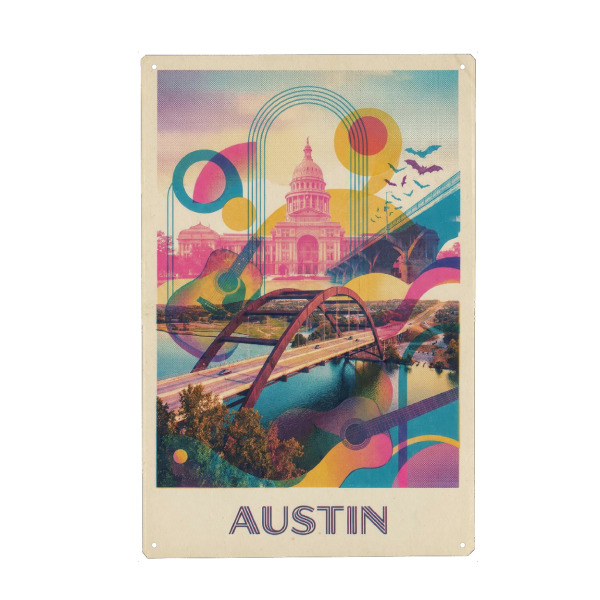 Metall Poster "Austin Vintage Art Deco" artboxONE - Städte / Weitere