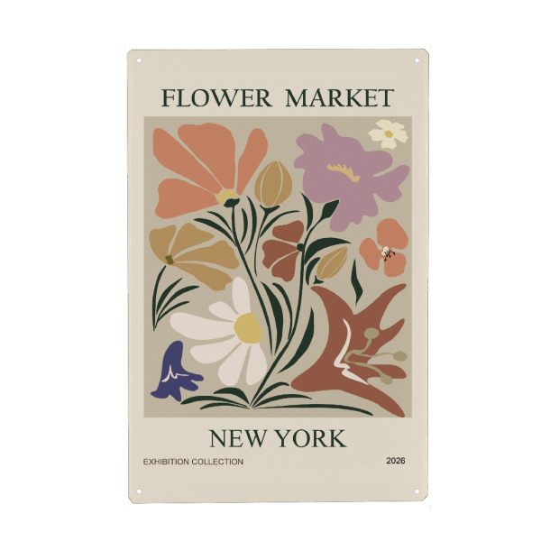 Holzbild "Bunter Blumenmarkt New York" artboxONE - Floral,Abstrakt - Blume,Markt,Bunt,New york,Design,Modern,Ausstellung,Floral,Flowers