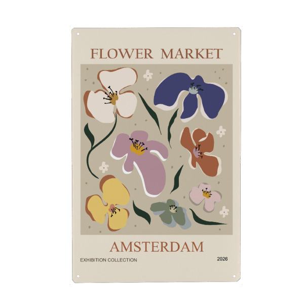 Metall Poster "Blumenmarktausstellung Amsterdam" artboxONE - Floral,Abstrakt - Blumen,Ausstellung,Markt,Amsterdam,Grafik,Bunt,Geometrisch,Beige,2026