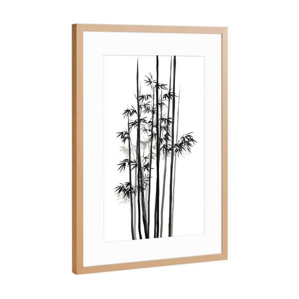 Poster mit Rahmen Kupfer "Zen Bamboo Shadows" artboxONE - Natur,Abstrakt,Schwarzweiß