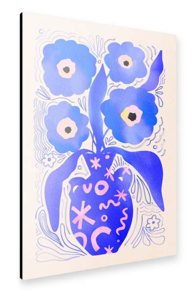 Alu-Dibond "Baroo Bloom - Blaue Blumen Duo" 30x20 cm artboxONE