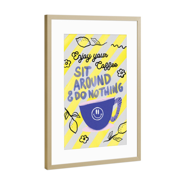 Poster mit Rahmen Gold "Baroo Bloom - Do nothing" artboxONE - Typografie,Essen & Trinken - Typografie,Text,Zitat,Quote,Joy,Fun,Freude,Spaß