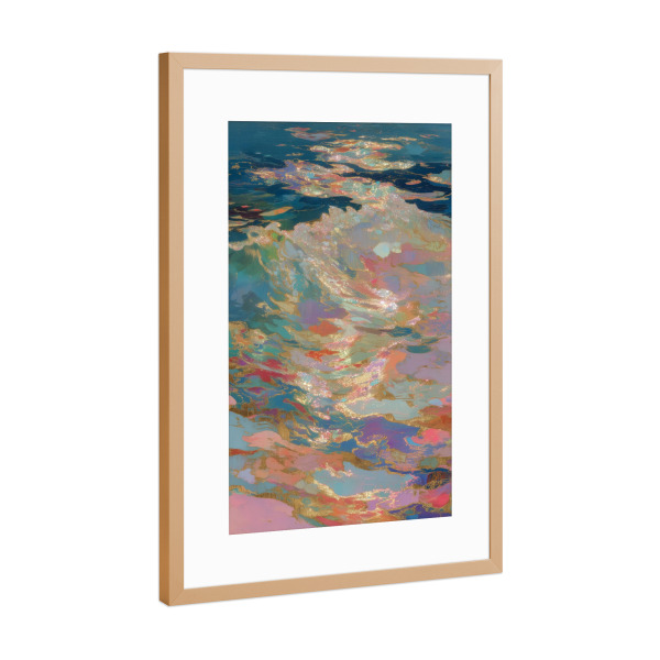 Poster mit Rahmen Kupfer "Verträumte Wellen aus Licht" artboxONE - Abstrakt,Musik,Geometrie