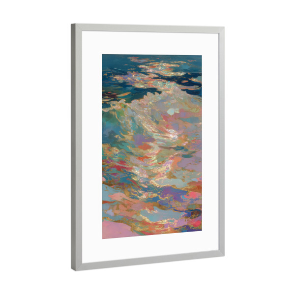 Poster mit Rahmen Silber "Verträumte Wellen aus Licht" artboxONE - Abstrakt,Musik,Geometrie