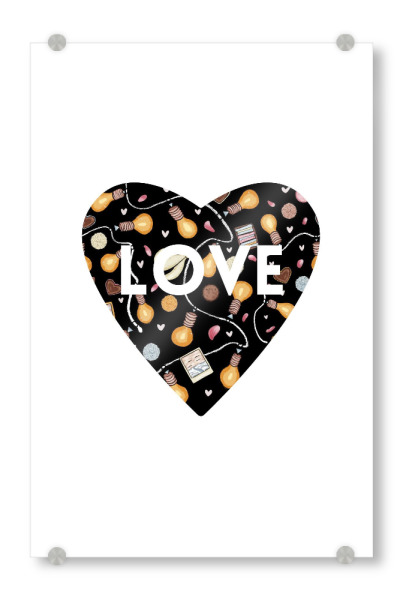 Acrylglasbild "Love Heart Pattern" artboxONE - Schwarzweiß,Liebe