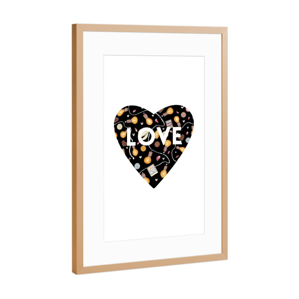 Poster mit Rahmen Kupfer "Love Heart Pattern" artboxONE - Schwarzweiß,Liebe