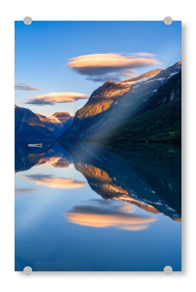 Acrylglasbild "Sonnenuntergang am Lovatnetsee" artboxONE - Natur,Reise,Reise / Länder