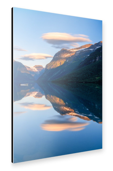 Alu-Dibond "Sonnenuntergang am Lovatnetsee" 30x20 cm artboxONE