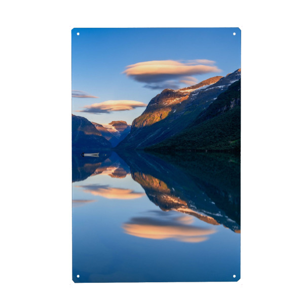 Holzbild "Sonnenuntergang am Lovatnetsee" artboxONE - Natur,Reise,Reise / Länder