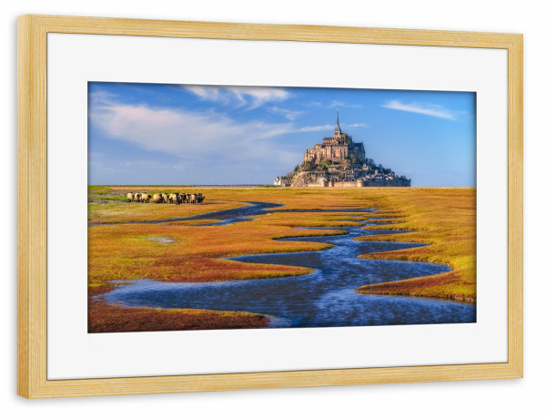Poster mit Rahmen kiefer "Winter in der Normandie" artboxONE - Reise,Musik