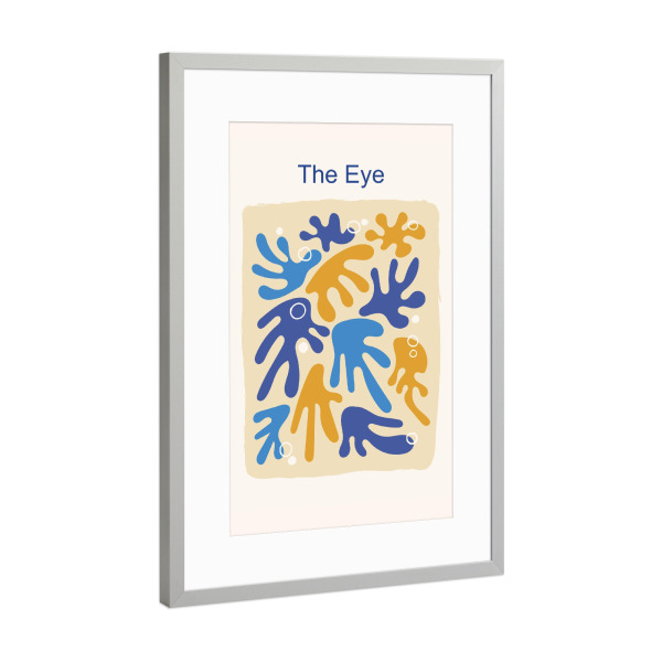 Poster mit Rahmen Silber "Abstract shapes in orange and blue" artboxONE - Floral,Abstrakt