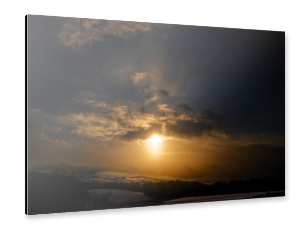 Alu-Dibond "Sonnenuntergang im Schnee" 75x50 cm artboxONE