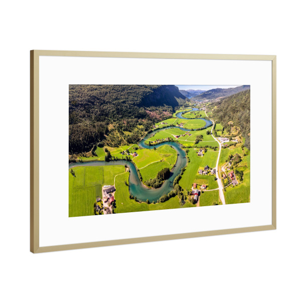 Poster mit Rahmen Gold "Norwegen von oben" artboxONE - Natur,Reise,Reise / Länder