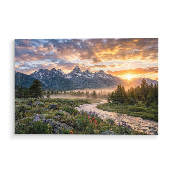Holzbild "Majestätische Berglandschaft" artboxONE - Natur