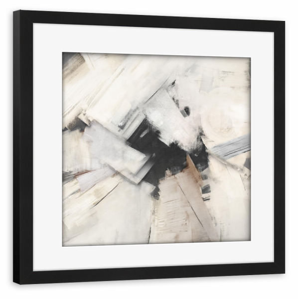 Poster mit Rahmen schwarz "Abgeschrägte Kanten" artboxONE - Abstrakt - Abstrakt,Schwarz,Weiß