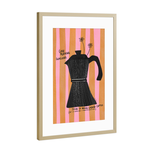 Poster mit Rahmen Gold "Baroo Bloom - Mocca Coffee" artboxONE - Typografie,Essen & Trinken