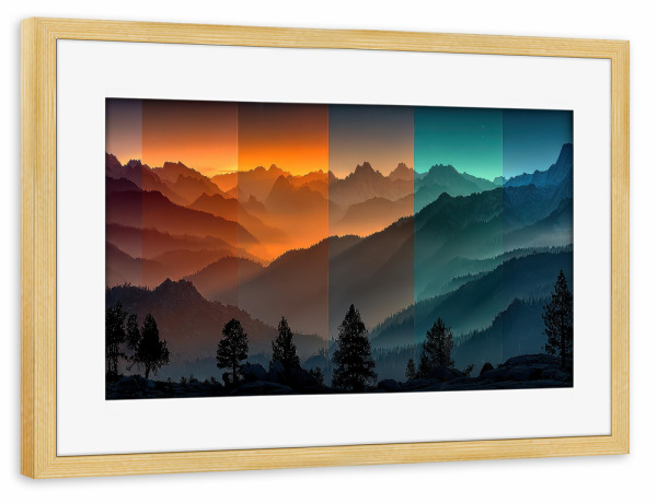 Poster mit Rahmen kiefer "Abstraktes Bergpanorama" artboxONE - Natur