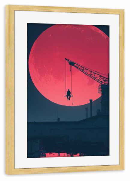 Poster mit Rahmen kiefer "Hanging Silence – Red Moon" artboxONE - Menschen