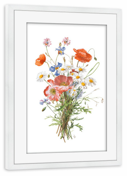 Poster mit Rahmen weiß "Vintage Wiesenblumen" artboxONE - Floral