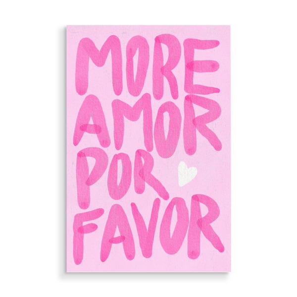 Holzbild "Baroo Bloom - More Amor Pink" artboxONE - Typografie,Liebe,Für Mama