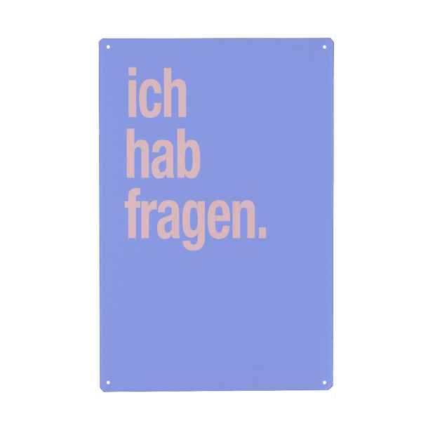 Holzbild "Ich hab Fragen" artboxONE - Typografie,Lustig - Lustig,Typografie,Bold,Colorblocking,Dopamin decor,Jugendwort,Ich hab fragen,Bunt