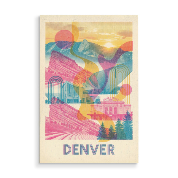 Holzbild "Denver Vintage Art Deco" artboxONE - Städte / Weitere