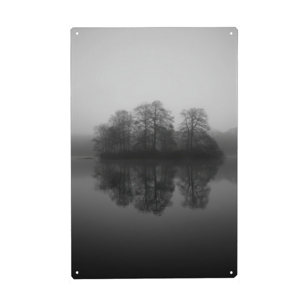 Holzbild "Mystische Insel im Nebel" artboxONE - Natur