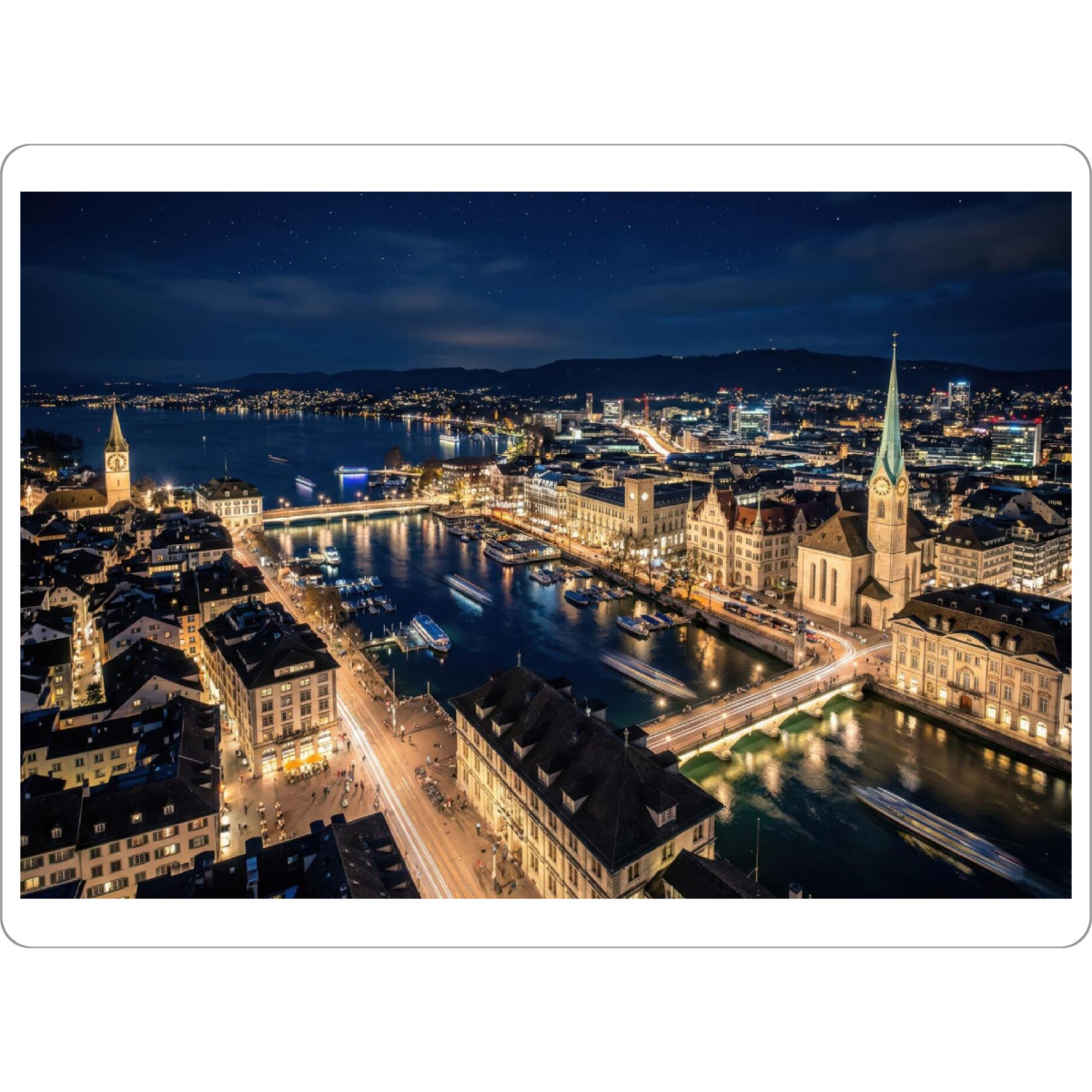 Tischset "Stadt Zürich bei Nacht" artboxONE - Architektur,Städte / Zürich