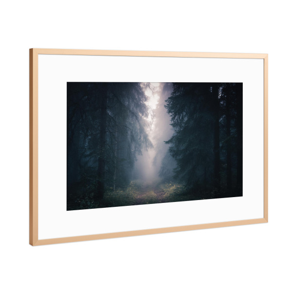 Poster mit Rahmen Kupfer "Mystischer Waldweg" artboxONE - Natur