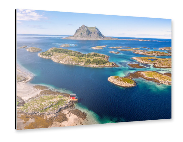 Alu-Dibond "Norwegen's Inselwelt von oben" 75x50 cm artboxONE
