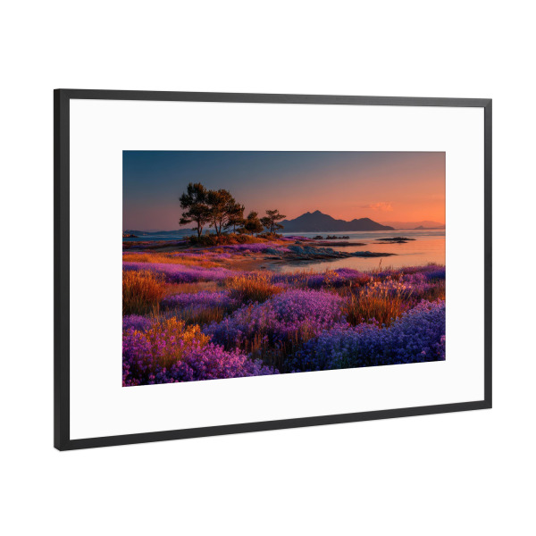 Poster mit Rahmen Schwarz (Metallic) "Magische Küstenlandschaft" artboxONE - Natur
