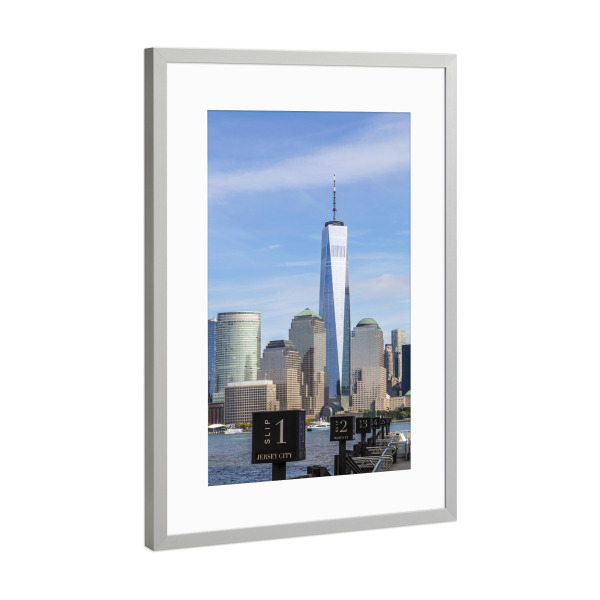 Poster mit Rahmen Silber "JERSEY CITY Manhattan Skyline" artboxONE - Städte / New York,Reise,Architektur