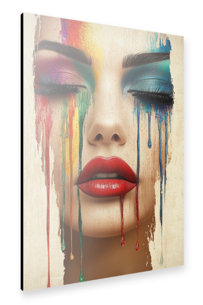 Alu-Dibond "Buntes Farbspuren make-up" 30x20 cm artboxONE