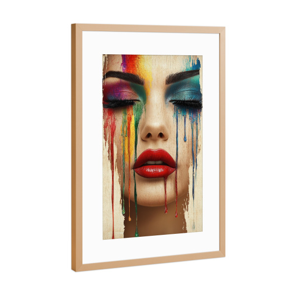 Poster mit Rahmen Kupfer "Buntes Farbspuren make-up" artboxONE - Abstrakt,Menschen,Fashion