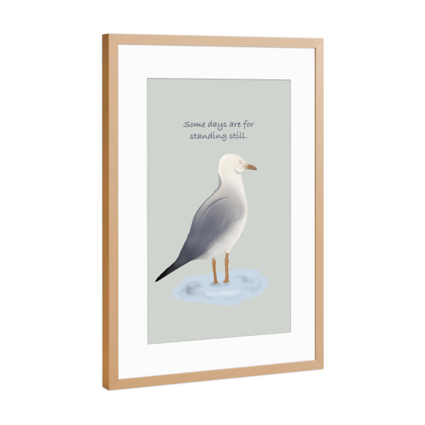 Poster mit Rahmen Kupfer "Stillstehende Möwe" artboxONE - Typografie,Tiere - Möwe,Zitate,Inspirierendes zitat,Zitatdruck