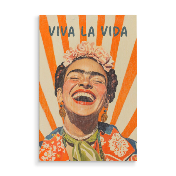 Holzbild "Frida voller Lebensfreude" artboxONE - Typografie,Menschen,Fashion