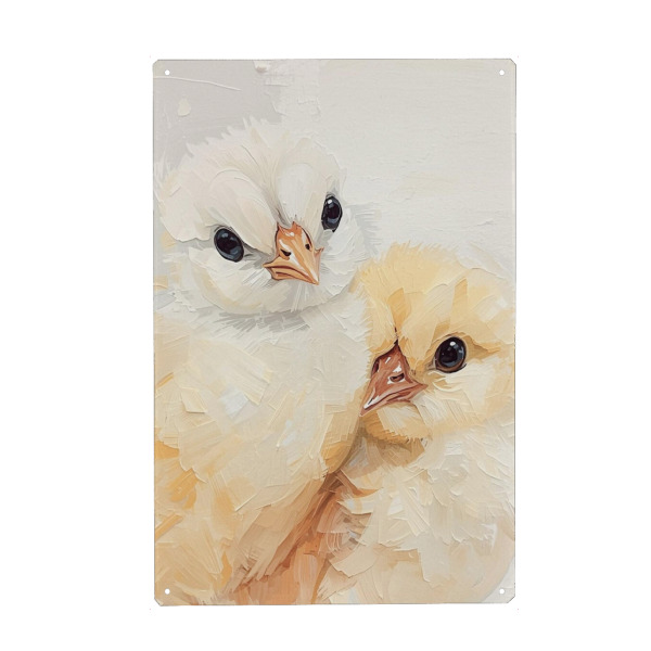 Metall Poster "Kuschelnde Küken" artboxONE - Tiere,Liebe