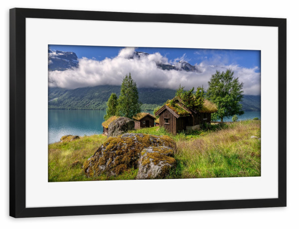 Poster mit Rahmen schwarz "Almidylle in Norwegen" artboxONE - Natur,Reise,Architektur,Reise / Länder