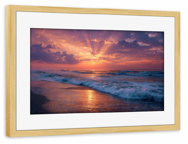 Poster mit Rahmen kiefer "Magischer Sonnenuntergang am Meer" artboxONE - Reise / Strand und Meer