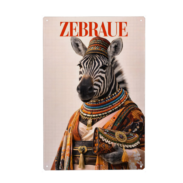 Metall Poster "Zebraue" artboxONE - Tiere,Fashion,Lustig